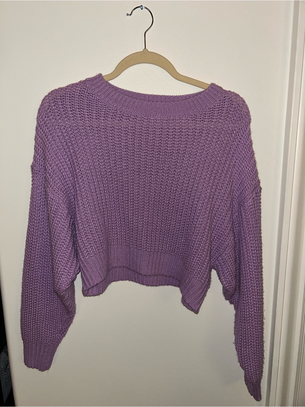 SHEIN Lavender Cropped Crewneck Sweater